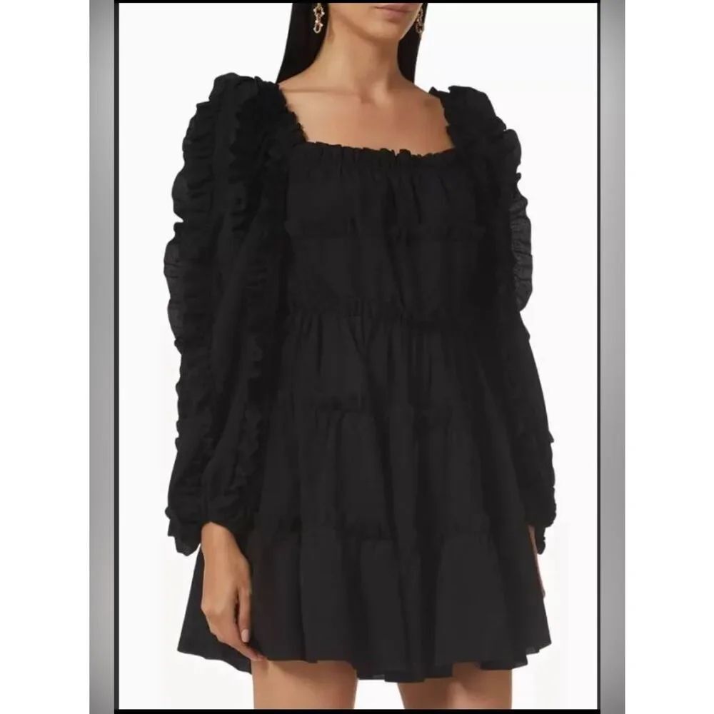 New ELLIATT Black Ruffle Dress